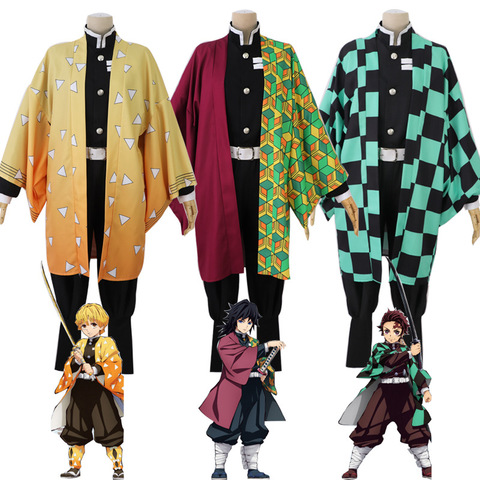 Buy Online Anime Demon Slayer Kimetsu No Yaiba Tanjiro Kamado Cosplay Costume Halloween Show Cosplay Party Set Suit Kimetsu No Yaiba Sets Alitools