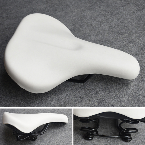 G47 Bicycle saddle seat mountain road folding bike white saddle with spring ► Photo 1/6
