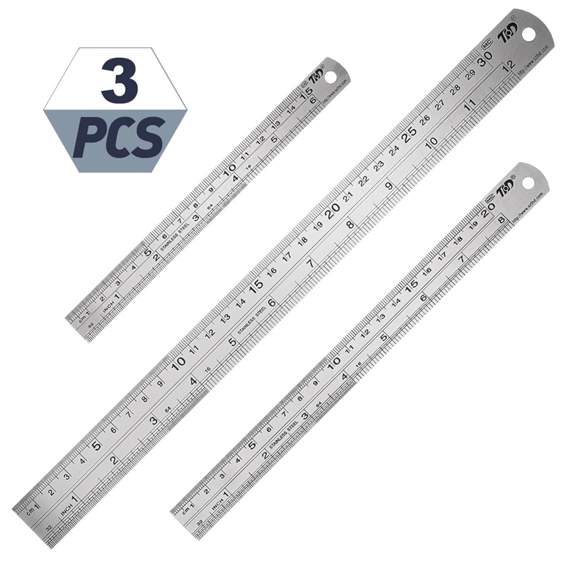 Metric Rule Metal Straight Ruler 15/20/30cm Double Sided Measure Sewing Supplies 