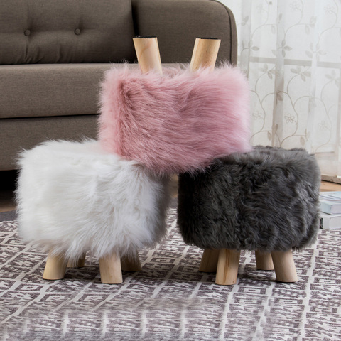 Plush Fabric Ottoman Cover Footrest Covers Artificial Wool Soft Sheepskin Chair Covers Footstool Protector Covers Without Stool ► Photo 1/6