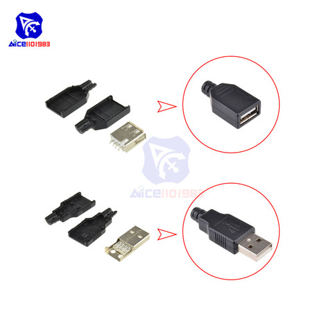 2PCS/Lot USB 2.0 Type-A Plug 4-Pin Female Adapter Connector Jack with Plastic Cover DIY Kit ► Photo 1/1