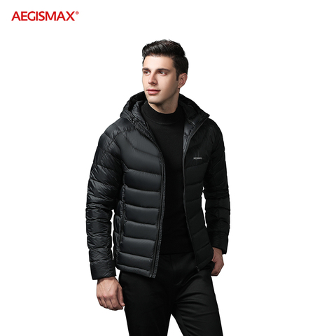 AEGISMAX 95% White Goose Down Jacket Men Ultralight Hooded Warm Coat Wind Protection Solid Color for Outdoor Hiking Camping Ski ► Photo 1/6