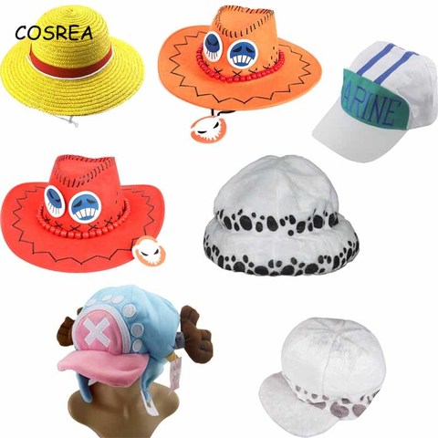 Anime ONE PIECE Cosplay Hats Monkey D. Luffy Straw Hat Tony Tony Chopper Navy Trafalgar Law Portgas D Ace Sun Hat The cowboy Hat ► Photo 1/6