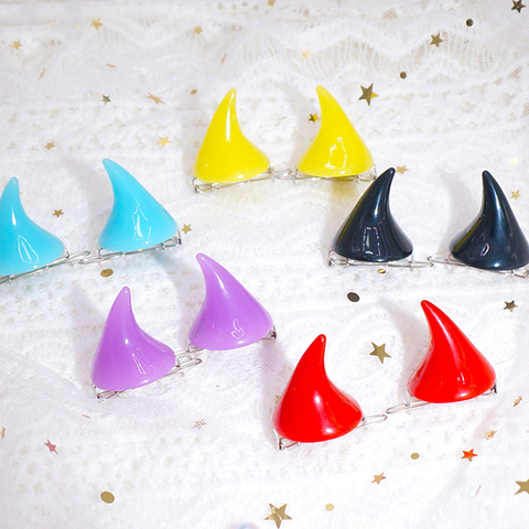 1 Pair Small Demon OX Horn Hair Clips Gothic Party Cosplay Costume Pin Hairpins Costume Horn Halloween Headwear Hair Accessories ► Photo 1/6