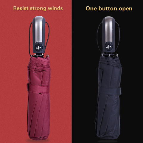 Wind Resistant Folding Automatic Umbrella Rain Women Auto Luxury Big Windproof Umbrellas Rain For Men Black Coating 10K Parasol ► Photo 1/6