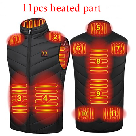 11PCS Heated Jacket Fashion Men Women Coat Intelligent USB Electric Heating Thermal Warm Clothes Winter Heated Vest Plussize ► Photo 1/6