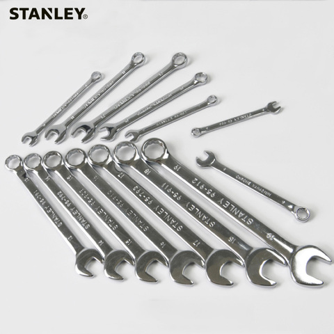 Stanley thin standard combination wrench metric 6 7 8 9 10 11 12 13 14 15 16 17 18 19 hand universal spanners mechanic tools set ► Photo 1/4