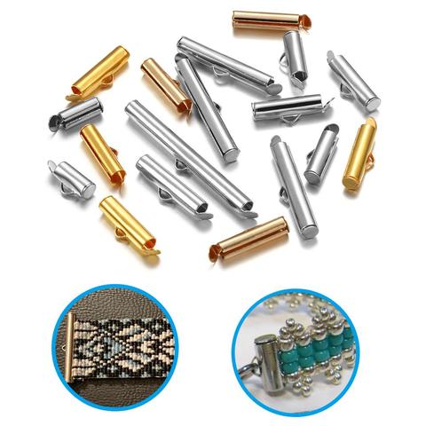 30-50Pcs/lot Crimp End Caps Slider Clasp Buckles Tubes Diy Bracelet Connectors Loom Findings for Jewelry Making Accessories ► Photo 1/6