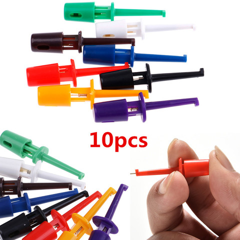 10PCS Mini Single Test Hook Clips Test Probes For Electronic Testing IC Grabber Large Round Crocodile Clips Hook Test Clips ► Photo 1/6