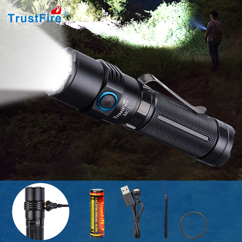 TrustFire MC3 2500 Lumens LED Flashlight Powerful EDC Torch with Usb Charging CREE XHP50 Camping 21700 Rechargeable Flash Light ► Photo 1/6