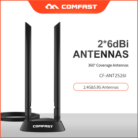 COMFAST CF-ANT2526I 2.4G/5Ghz  Dual band 6dBi antenna with 1.2M extension base antenna Omnidirectional 360 degree SMA antenna ► Photo 1/6