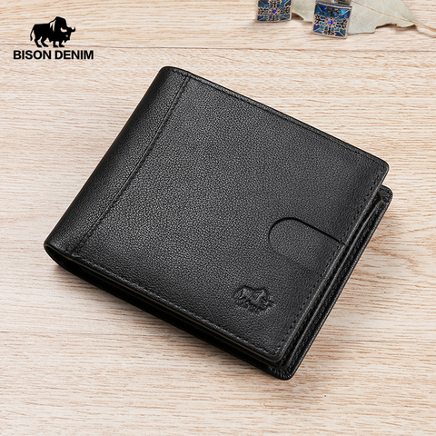 BISON DENIM Genuine Leather Men Wallet Fashion Cowhide Coin Pocket Card Holder Men Bifold Purse High Quality Short Wallets N4502 ► Photo 1/6