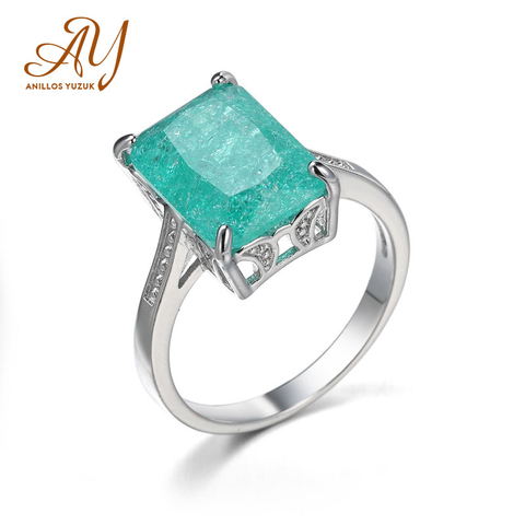 Anillos Yuzuk Solid Silver 925 Jewelry Paraiba Tourmaline Emerald Gemstone Rings For Women Wedding Anniversary Wholesale Ring ► Photo 1/6