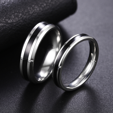 Simple couple ring classic style noble couple ring stainless steel jewelry ladies ring 4 mm 6 mm ring ► Photo 1/5