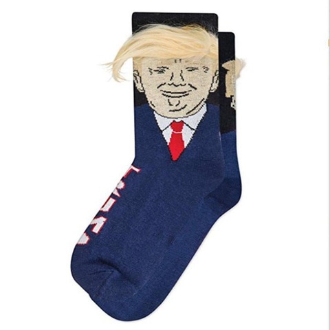 2022 Men Socks Election Spoof Funny President Donald Trump Socks With 3D Fake Hair Crew Socks Mens Socks Streetwear Hip Hop ► Photo 1/6