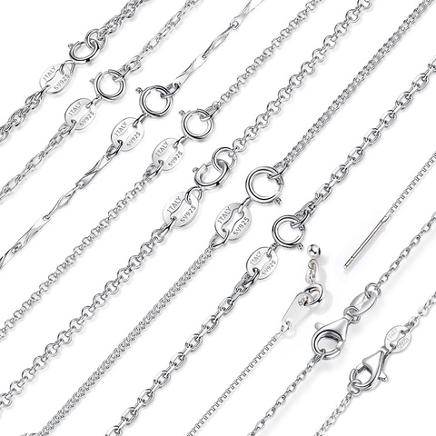 [Coupon $15 OFF $3] BAMOER Classic Basic Chain 100% 925 Sterling Silver Lobster Clasp Adjustable  Jewelry SCA009-45 ► Photo 1/5