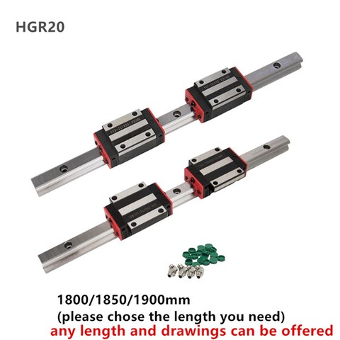 CNC Set HGR20 1800/1850/1900mm 2 PCS Linear Guideway Rail +4 PCS carriage bearing block HGH20CA or HGW20CC ► Photo 1/6