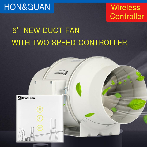 6'' 220V Air Extractor Mixed Flow Muffler Conduit Fan with Wireless Controller Extractor Fans For Kitchen Bathroom Ventilator ► Photo 1/6