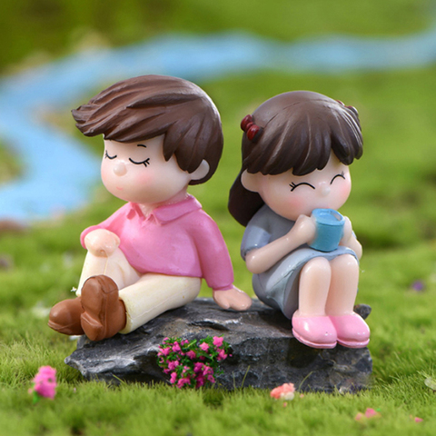 2pcs/set Mini Lovers Dolls Model Miniature DIY Figurine Ornaments Decoration Figures Landscape Fairy Garden Ornaments ► Photo 1/6