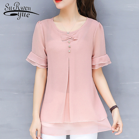 Plus Size 3xl Blouse Women 2022 Summer O-neck Short Sleeve Women Tops and Blouses Chiffon Blouse Top Female Blusas Mujer 4832 50 ► Photo 1/6