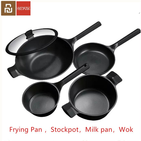 Huohou NonStick Super Platinum Frying Pan Wok Stockpot Milk Pan Durable Easy to Clean Temperature Reminder for xiaomi Kitchen ► Photo 1/6