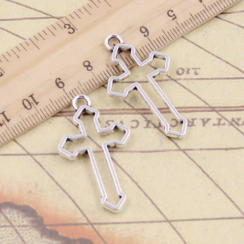 10pcs Charms Hollow Cross 38x22mm Tibetan Bronze Silver Color Pendants Antique Jewelry Making DIY Handmade Craft ► Photo 1/2