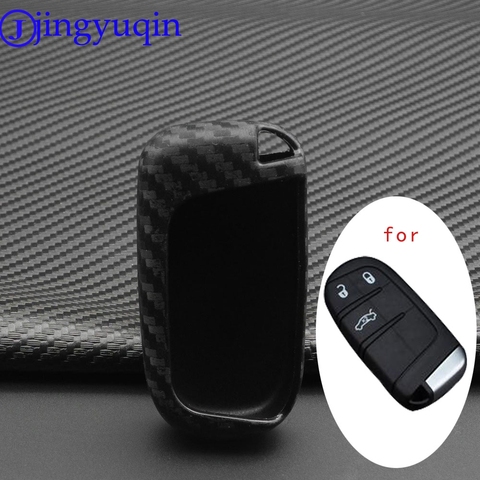 jingyuqin Carbon Silicone Car Key Case For Dodge Journey Charger for Jeep Renegade Grand Cherokee for Chrysler 200 300 ► Photo 1/6