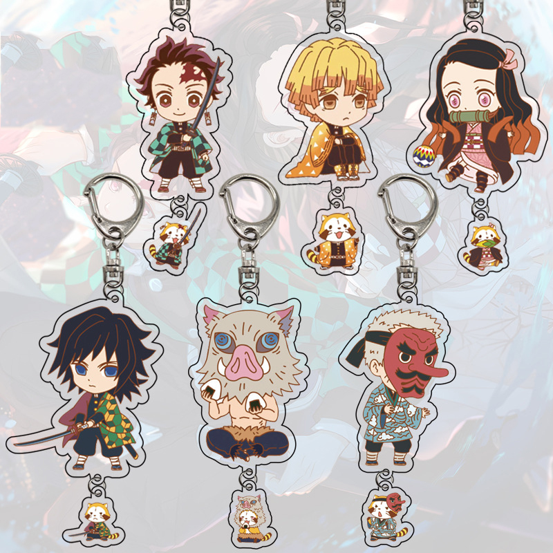 Buy Online Cute Anime Demon Slayer Kimetsu No Yaiba Keychain Crystal Acrylic Kamado Nezuko Kamado Tanjirou Agatsuma Key Chain Ring Pendant Alitools