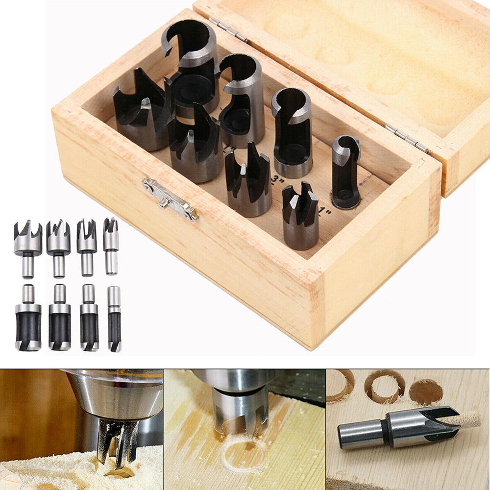 8pcs/set Carbon Steel 6/10/13/16mm Drill Bits Cylinder+Claw-type Wood Plug Cutter Bored Hole Tenon Drills with one Wooden Case ► Photo 1/6