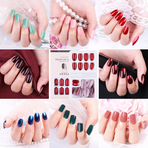 PinPai 24pcs Reusable Full Cover False Nail Artificial Tips for Decoration with Designed Press On Nails Art Fake Extension Tips ► Photo 1/6