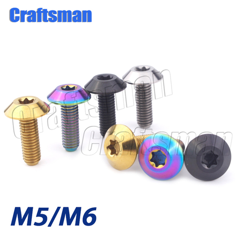 1Pcs Craftsman Titanium Ti M6 X 12 15 20 25 & M5 X 15 20 25mm Button Torx Head Bolt Screw for Bicycle Motorcycle Part ► Photo 1/5