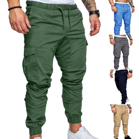 New Casual Joggers Pants Cargo Solid Color Men Cotton Elastic Long Trousers Military 2022 Pants Men Leggings ► Photo 1/6