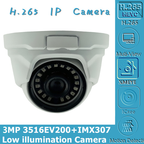 Sony IMX307+3516E IP Metal Ceiling Dome Camera 3MP 2304*1296 H.265 Infrared IRC Low illumination CMS XMEYE P2P Cloud RTSP ► Photo 1/6