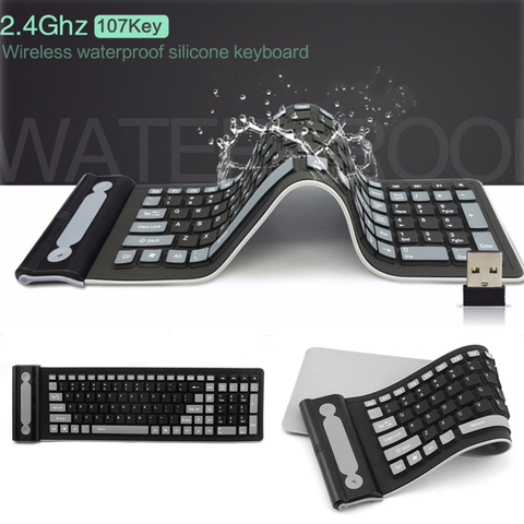 Foldable Silicone Wireless Keyboard 2.4G Usb Flexible Waterproof Slim Keyboard Universal Silent Roll Up Keypad For PC Laptop ► Photo 1/6