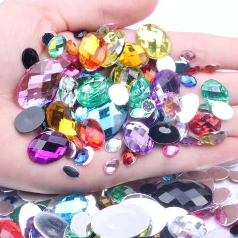 Flatback Oval Faceted Many Siez And Many Colors Acrylic Craft Art DIY Gems Rhinestone Strass High Shine Nail Art Stones ► Photo 1/6