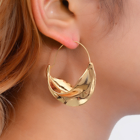 Creative Irregular Flower Basket Dangle Earrings for Women Gold Metal Stereoscopic Exaggerated Drop Earrings 2022 Dangler ► Photo 1/6