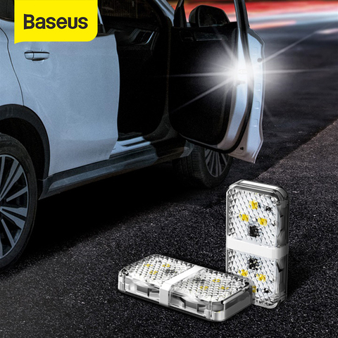 Baseus 2PCS Car Door Opening Warning Lights Waterproof 6 LED Safety Warn Light Flashing Auto Open Sticker ► Photo 1/6