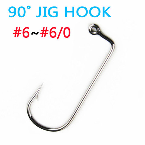 [100pcs] High Carbon Steel Aberdeen 90 Degree Shank Bent Saltwater Jig Hooks #6~#6/0 ► Photo 1/2