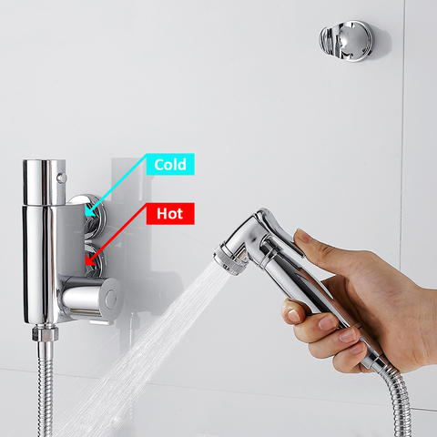 Thermostic Bathroom Shower Set Wall Mounted Bidet Toilet Faucet Shower Portable Sprayer Set Hot and Cold Water Hygienic Shower ► Photo 1/6