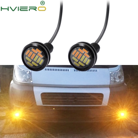 2Pcs Eagle Eye 4014 12 SMD White Amber LED Auto Motocycle Lighting Daytime Running Light Backup Reverse Parking Auto Day Light ► Photo 1/6