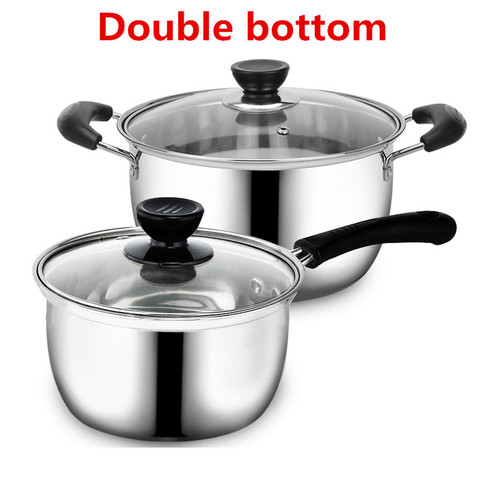 Stainless Steel pot Double Bottom Soup Pot Nonmagnetic Cooking Multi purpose Cookware Non stick Pan induction cooker used pot ► Photo 1/6