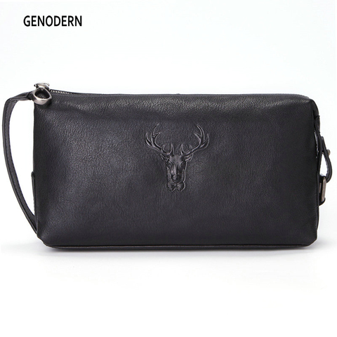 GENODERN New Men Wash Bags High Quality Cow Leather Cosmetic Bag Travel Casual Toiletry Case For Male Makeup Bag ► Photo 1/6