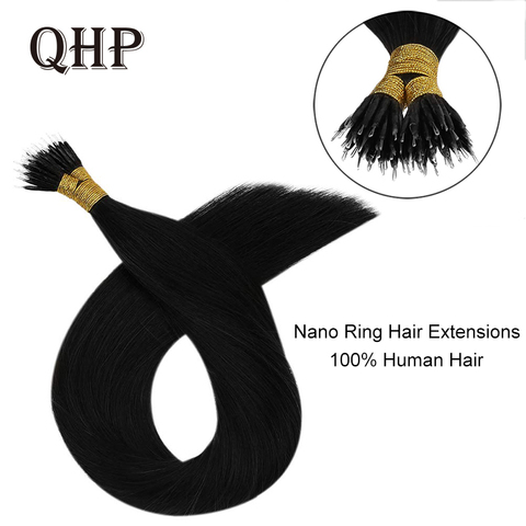 100%  Human Hair Nano Ring Hair Extensions Machine Remy Pre-bonded Straight Nano Tip Indian Hair ► Photo 1/6
