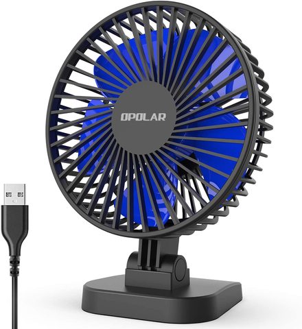 Mini USB Desk Fan Better Cooling Perfect,Strong Airflow Whisper Quiet Portable Fan for Desktop Office Table,3 Speeds,4.9 ft cord ► Photo 1/6