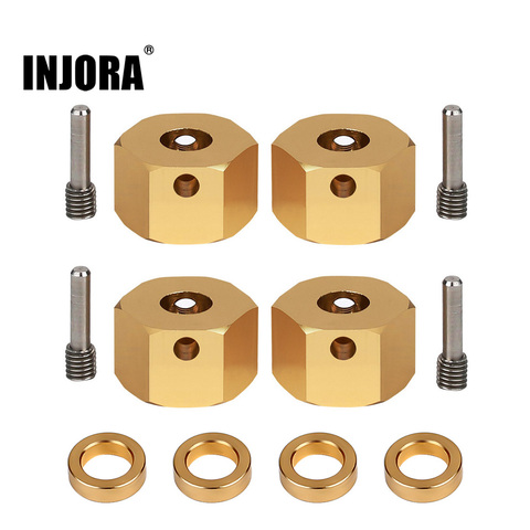 INJORA 4PCS Heavier Brass Metal 12MM Wheel Hex 6/8/9/10 MM Extended Adapter for RC Crawler Axial SCX10 III AXI03007 ► Photo 1/6