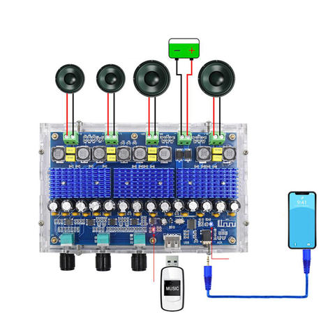 XH-A310 Bluetooth 5.0 TDA3116D2 Digital Amplifier Board Four-Channel Dual Bass Dual Stereo 2*50W+2*100W Audio Amplifiers ► Photo 1/5