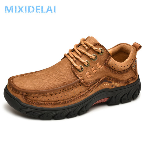 2022 New High Quality Men's shoes 100% Genuine Leather Casual Shoes Waterproof Work Shoes Cow Leather Loafers Plus Size 38-46 ► Photo 1/6