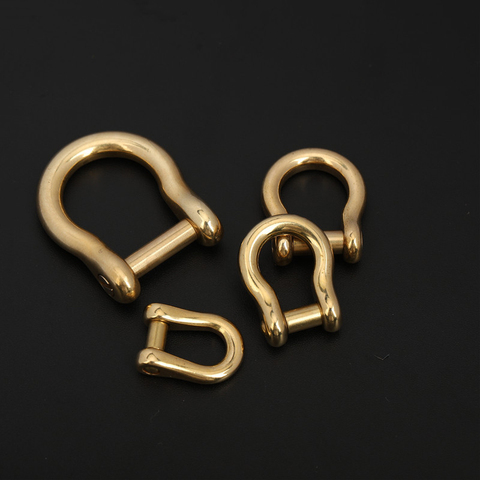 1pcs Solid Brass Carabiner D Bow Shackle Slot Screw Removable Fob Key Ring Keychain Joint Connector Buckle DIY Hardware ► Photo 1/6
