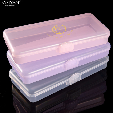Rectangle Nail Art Storage Box Tweezers Cuticle Pusher Brushes Cleaning Cotton Pads Plastic Empty Case Manicure Container Tools ► Photo 1/6