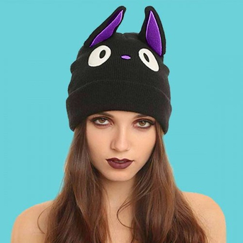 Cartoon Cute Anime Kiki's Delivery Service Cat Jiji Black Cat Beanie Winter Warm Wool Blends Soft Warm Knitted Cap Hat ► Photo 1/4